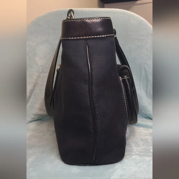 Dooney & Burke Black Leather and Coated Canvas Shoulder Bag - Picture 4 of 17